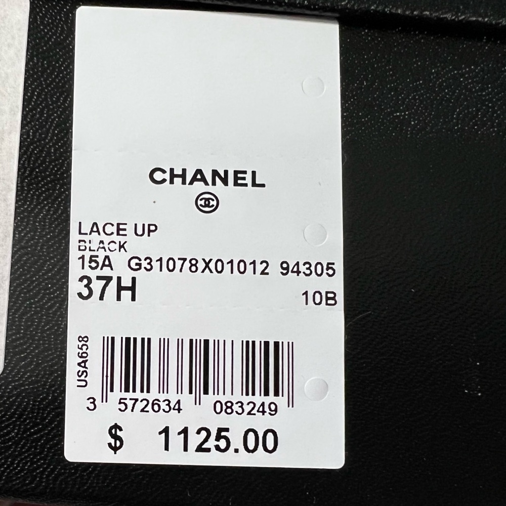 Chanel Interlocking CC Logo Oxfords Black Size 7.5 - Picture 17 of 17